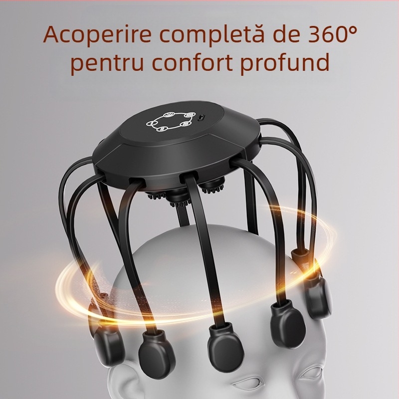 Masaj de cap cu Bluetooth, design octopus, reîncărcabil, vibrație în 4 trepte, model 2987