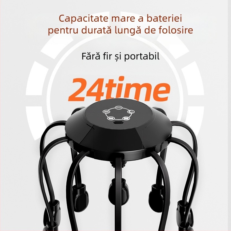 Masaj de cap cu Bluetooth, design octopus, reîncărcabil, vibrație în 4 trepte, model 2987
