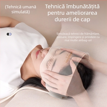 Casca de masaj pentru cap și ochi cu airbag și compresie caldă – reîncărcabilă, 3 trepte, masaj integrat cap-ochi