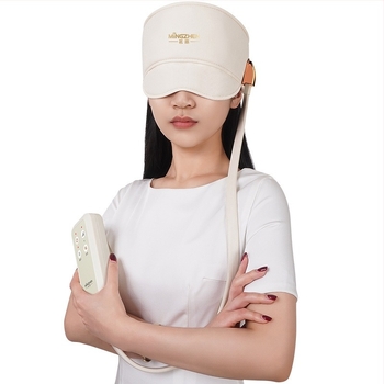 Casca de masaj pentru cap și ochi cu airbag și compresie caldă – reîncărcabilă, 3 trepte, masaj integrat cap-ochi