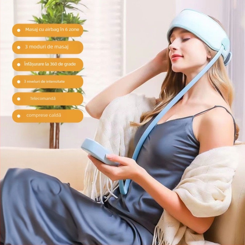 Jacqui Bandă de masaj pentru cap 678 USB, Control prin buton, 4 viteze, Compresie caldă