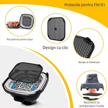 Accesoriu pentru friteuză cu aer: placă din silicon antiulei, cu zonă dublă împotriva stropilor pentru Ninja FN101 – material siliconic, stil modern, lansare 2025.3