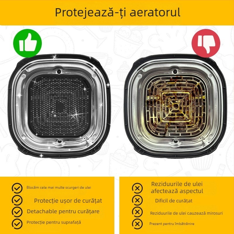 Accesoriu pentru friteuză cu aer: placă din silicon antiulei, cu zonă dublă împotriva stropilor pentru Ninja FN101 – material siliconic, stil modern, lansare 2025.3