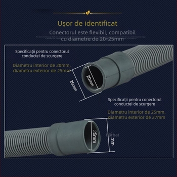 Huxin LMJD conductă de drenaj pentru mașina de spălat cu tambur, dublu drept – PVC, presiune nominală 2, interval de temperatură 20–40°C, montaj încorporat