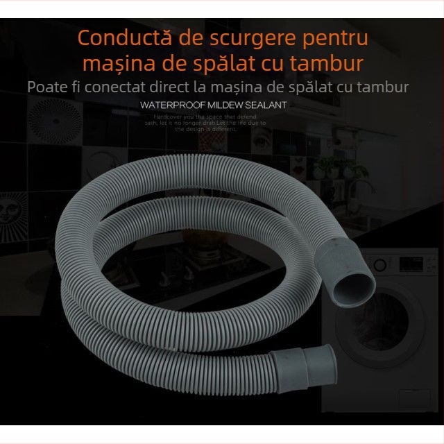 Huxin LMJD conductă de drenaj pentru mașina de spălat cu tambur, dublu drept – PVC, presiune nominală 2, interval de temperatură 20–40°C, montaj încorporat