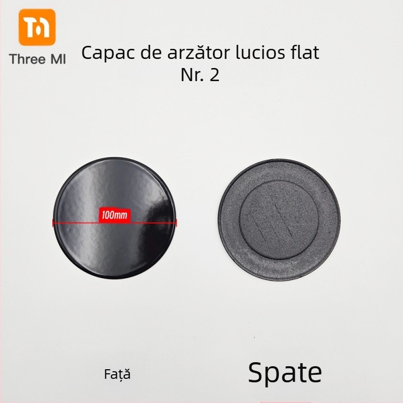 Capac din fier pentru aragaz + set distribuitor de flacără — instalare manuală • Marcă: threemi • Model: Flat fire cover + flame distributor set • Greutate netă: 500 g