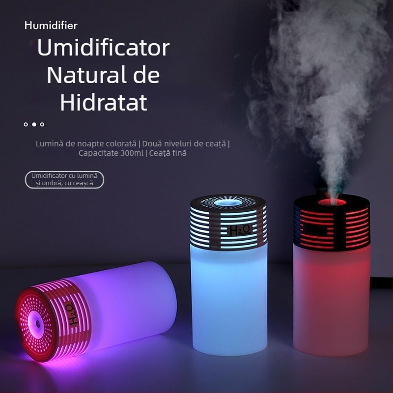 Umidificator auto cu atomizor de aromă și purificator de aer, carcasă din plastic, USB 5V, 2–5W