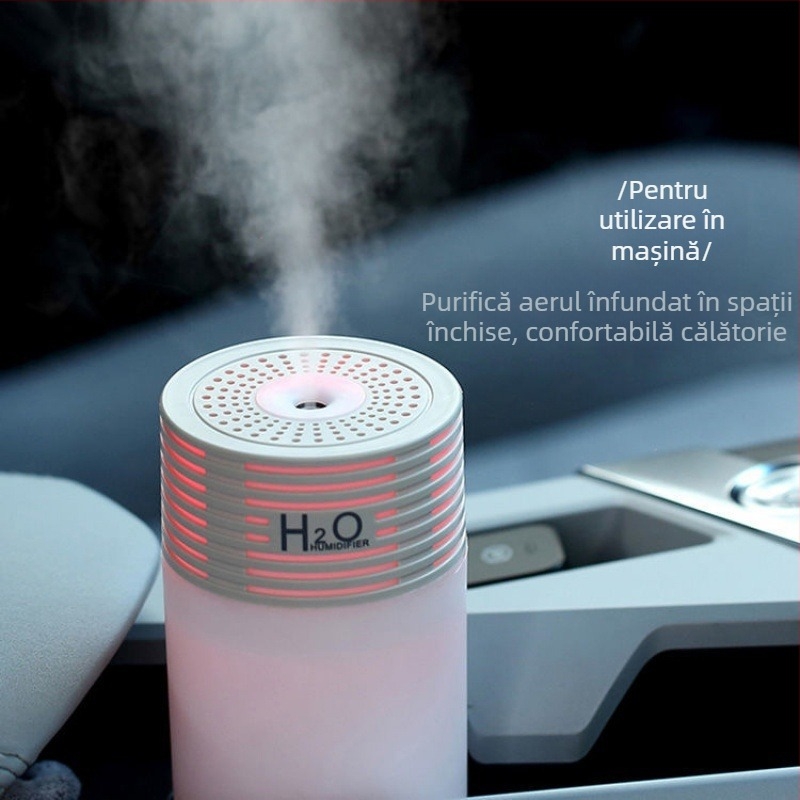 Umidificator auto cu atomizor de aromă și purificator de aer, carcasă din plastic, USB 5V, 2–5W