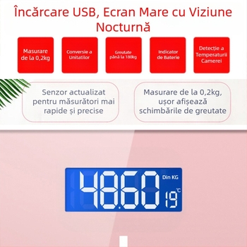 SUZI Cântar pentru uz casnic, capacitate 180 kg, alimentare USB sau baterii AA, cântar corp