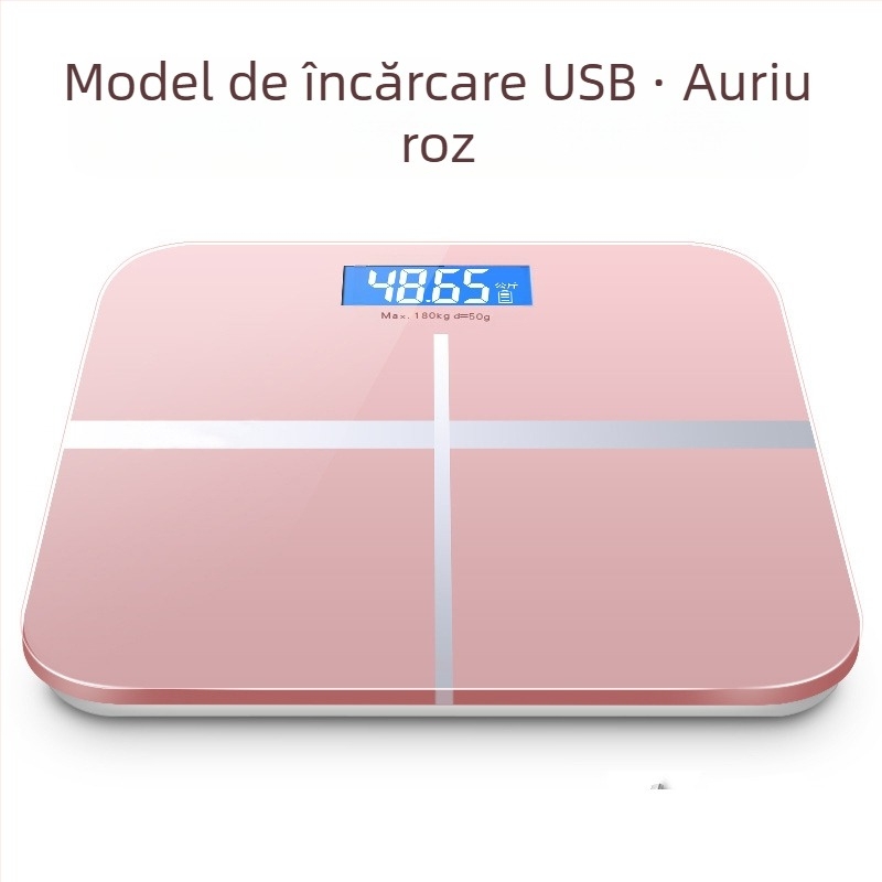 SUZI Cântar pentru uz casnic, capacitate 180 kg, alimentare USB sau baterii AA, cântar corp