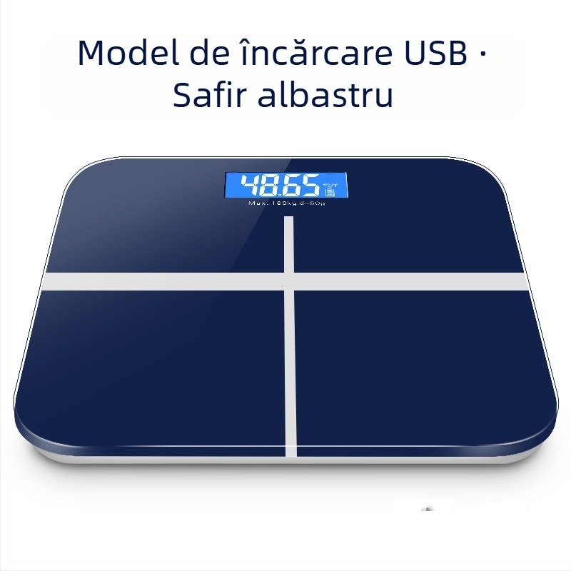 SUZI Cântar pentru uz casnic, capacitate 180 kg, alimentare USB sau baterii AA, cântar corp