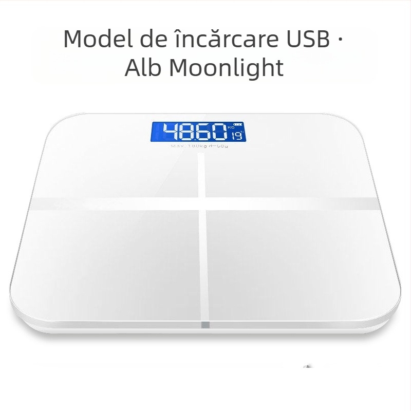 SUZI Cântar pentru uz casnic, capacitate 180 kg, alimentare USB sau baterii AA, cântar corp