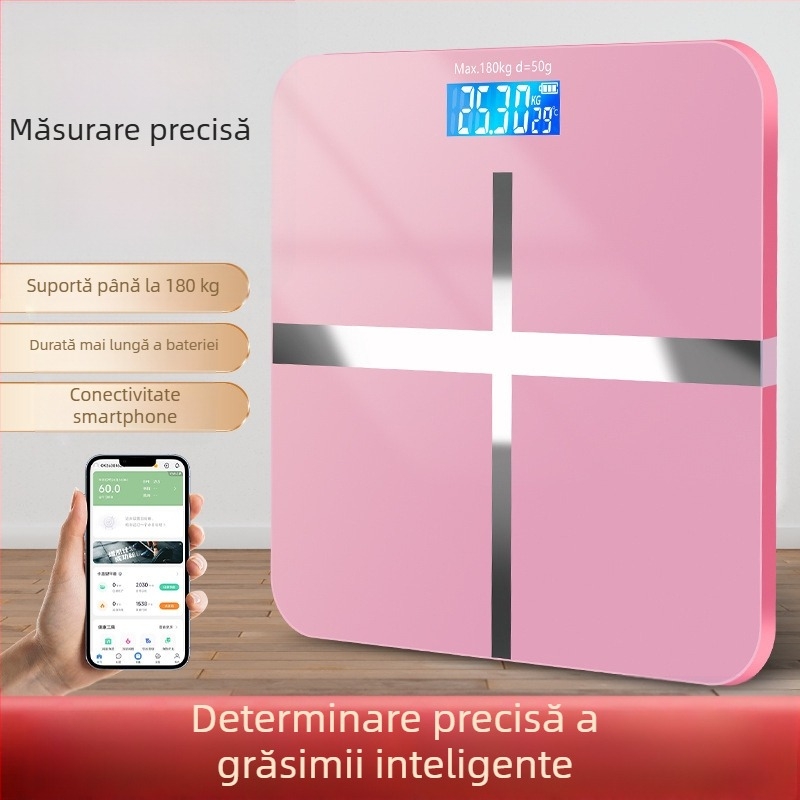 SUZI Cântar pentru uz casnic, capacitate 180 kg, alimentare USB sau baterii AA, cântar corp