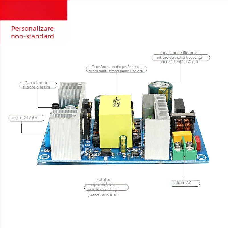 SUSWE Placă de alimentare cu comutator pentru încălzire pernă scaun, modul încorporat, ieșire 24V/12V, eficiență 88%, greutate 202 g, protecție nivel II