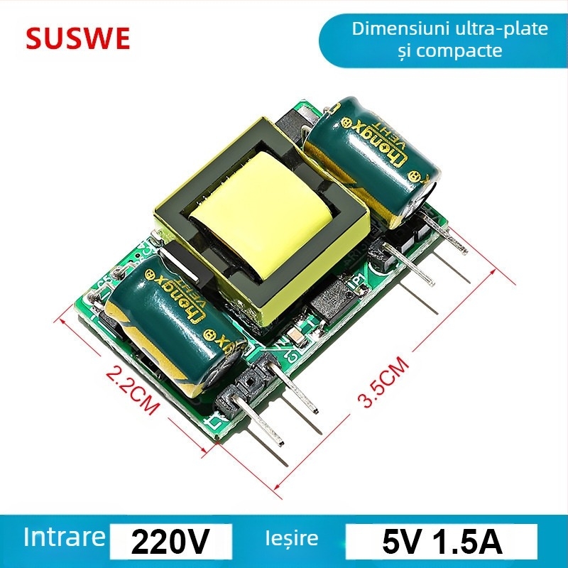 SUSWE Placă de alimentare cu comutator pentru încălzire pernă scaun, modul încorporat, ieșire 24V/12V, eficiență 88%, greutate 202 g, protecție nivel II