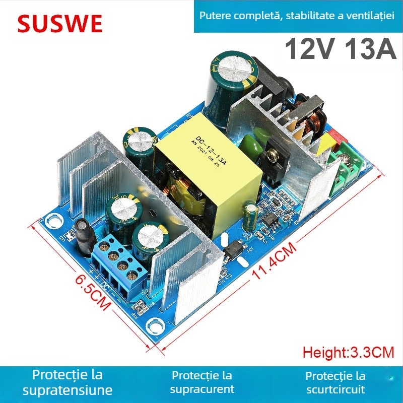 SUSWE Placă de alimentare cu comutator pentru încălzire pernă scaun, modul încorporat, ieșire 24V/12V, eficiență 88%, greutate 202 g, protecție nivel II