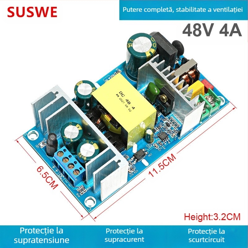 SUSWE Placă de alimentare cu comutator pentru încălzire pernă scaun, modul încorporat, ieșire 24V/12V, eficiență 88%, greutate 202 g, protecție nivel II