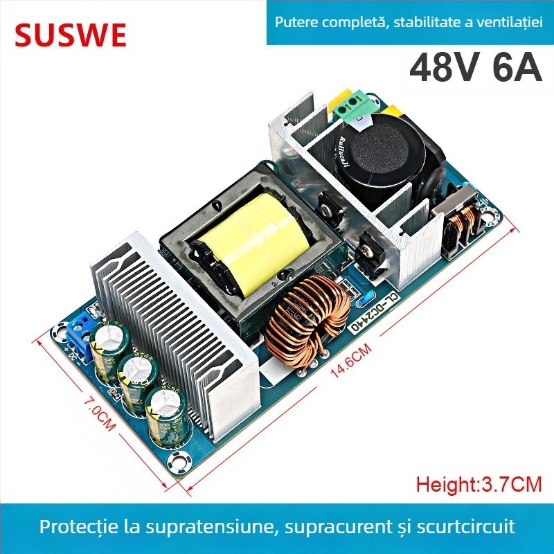 SUSWE Placă de alimentare cu comutator pentru încălzire pernă scaun, modul încorporat, ieșire 24V/12V, eficiență 88%, greutate 202 g, protecție nivel II