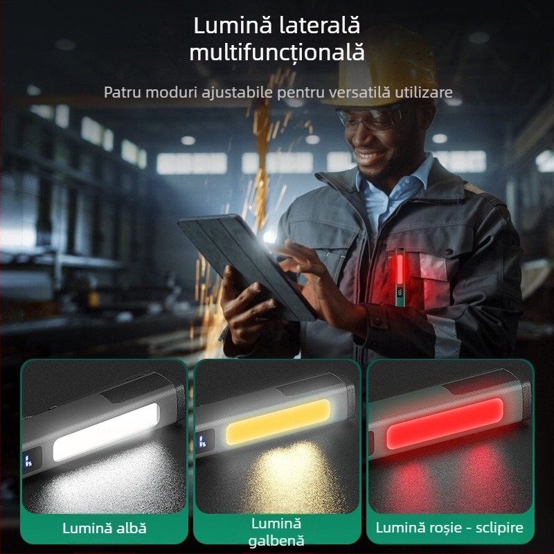 LED Pen Light cu Încărcare USB-C, Lampa de Întreținere pentru Exterior, 3W, 120lm, 400mAh, Carcasă ABS