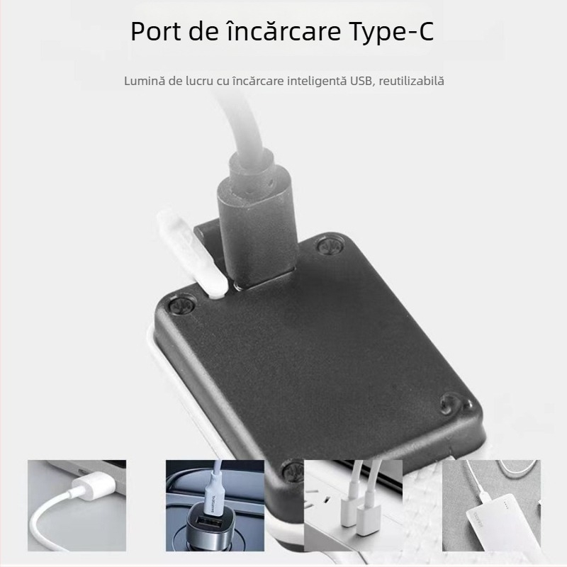 Lumină COB mică pentru braț, încărcare Type-C, trei niveluri de luminozitate, rezistentă la transpirație pentru alergări nocturne