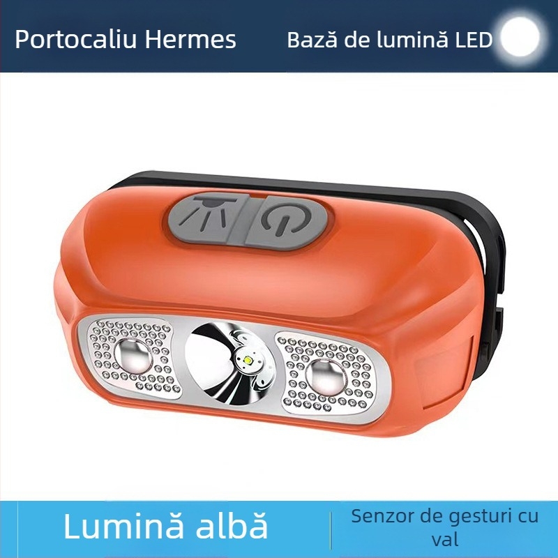 Frontala pentru cap LED 5W, baterie 800 mAh, reîncărcabilă, acționată prin apăsare, rază până la 500 m, carcasă ABS