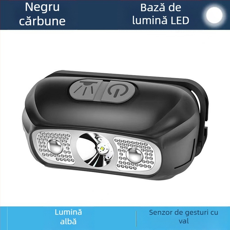 Frontala pentru cap LED 5W, baterie 800 mAh, reîncărcabilă, acționată prin apăsare, rază până la 500 m, carcasă ABS