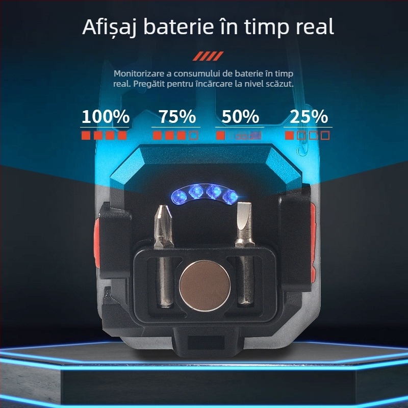 Lanternă-cheie portabilă pentru exterior, iluminare de urgență multifuncțională și iluminare de lucru, COB LED, 3W, reîncărcabilă, carcasă din aluminiu+ABS, baterie 400 mA, rază 100–200 m