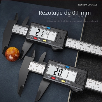 Caliper digital Enjoy din oțel inoxidabil, cu tijă de adâncime, interval 0–150 mm