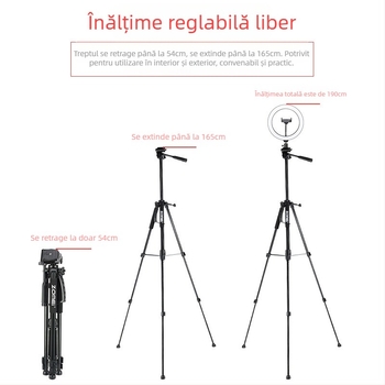 Trepied ZoMei cu cap 3D, din aliaj de aluminiu, picioare din 4 secțiuni, sarcină 2–5 kg, placă cu eliberare rapidă