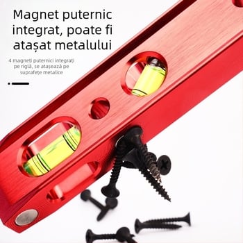 Nivel cu magnet puternic, carcasă turnată, 4 baloane cu bule, pentru montajul conductelor