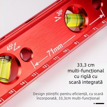 Nivel cu magnet puternic, carcasă turnată, 4 baloane cu bule, pentru montajul conductelor