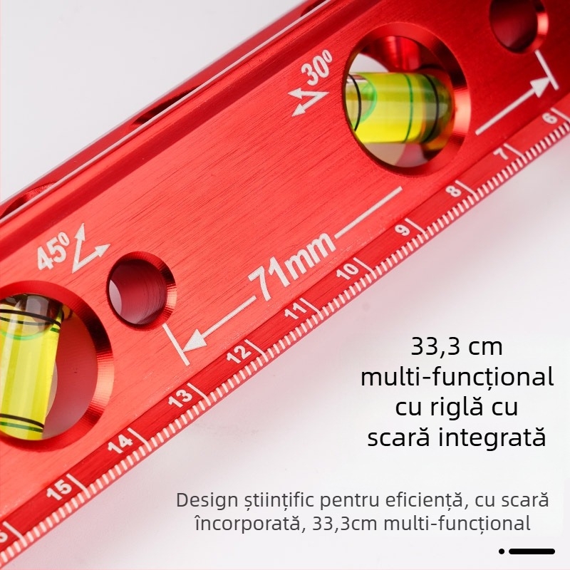 Nivel cu magnet puternic, carcasă turnată, 4 baloane cu bule, pentru montajul conductelor