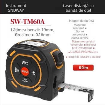 Senzor de distanță cu laser SW-TM60, seria SW-TM60, rază 40–60 m, precizie ±2, tensiune de alimentare 1.5V AA×2