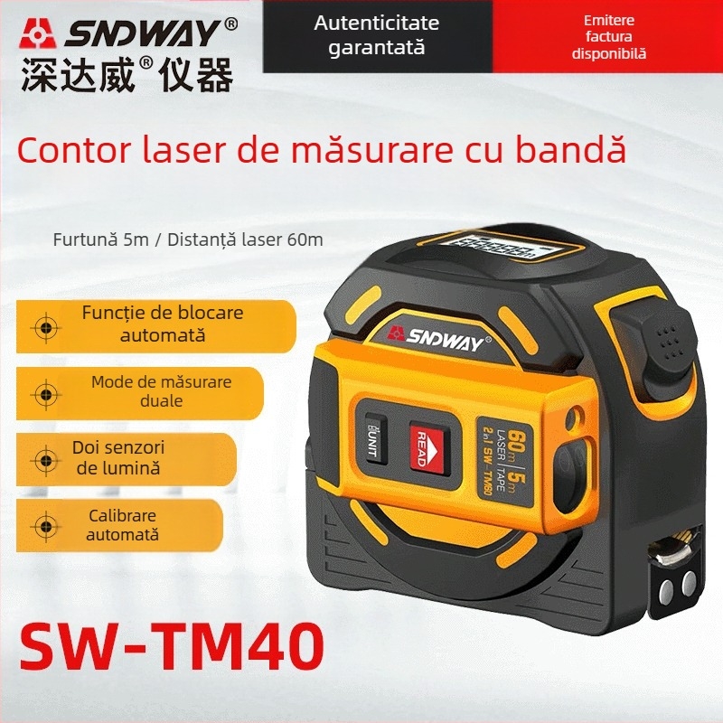 Senzor de distanță cu laser SW-TM60, seria SW-TM60, rază 40–60 m, precizie ±2, tensiune de alimentare 1.5V AA×2