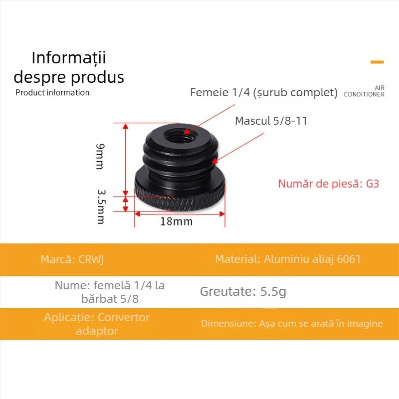 Nivel laser cu adaptor pentru trepied, rotire 1/4, șurub 5/8, montaj 3/8, laser infraroșu