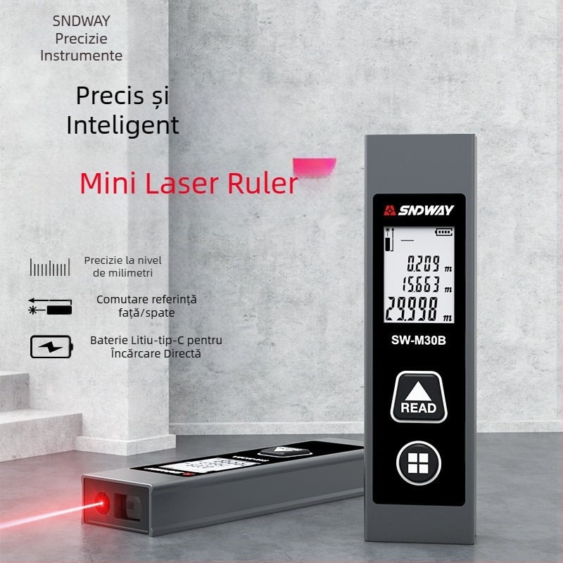 SW-M30A măsurător de distanță cu laser, dispozitiv portabil cu infraroșu, intervalul de măsurare 0,05–30 m, precizie ±5 mm + d×1/10000