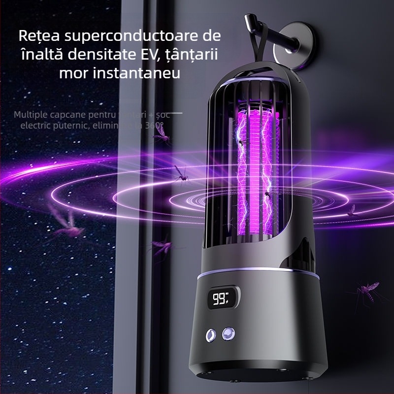 Ucigaș electric de țânțari pentru uz casnic, funcționare silențioasă, acoperire până la 10 m², șoc electric manual pentru omorârea țânțarilor, fără baterie încorporată