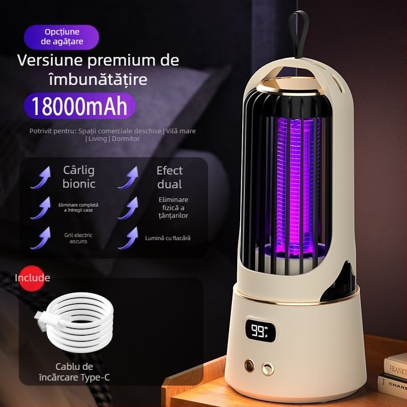 Ucigaș electric de țânțari pentru uz casnic, funcționare silențioasă, acoperire până la 10 m², șoc electric manual pentru omorârea țânțarilor, fără baterie încorporată