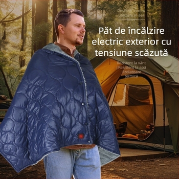 Pătură electrică cu alimentare USB, 5V, 10W, 3 trepte sau control automat al temperaturii, potrivită pentru pat unic sau dublu.