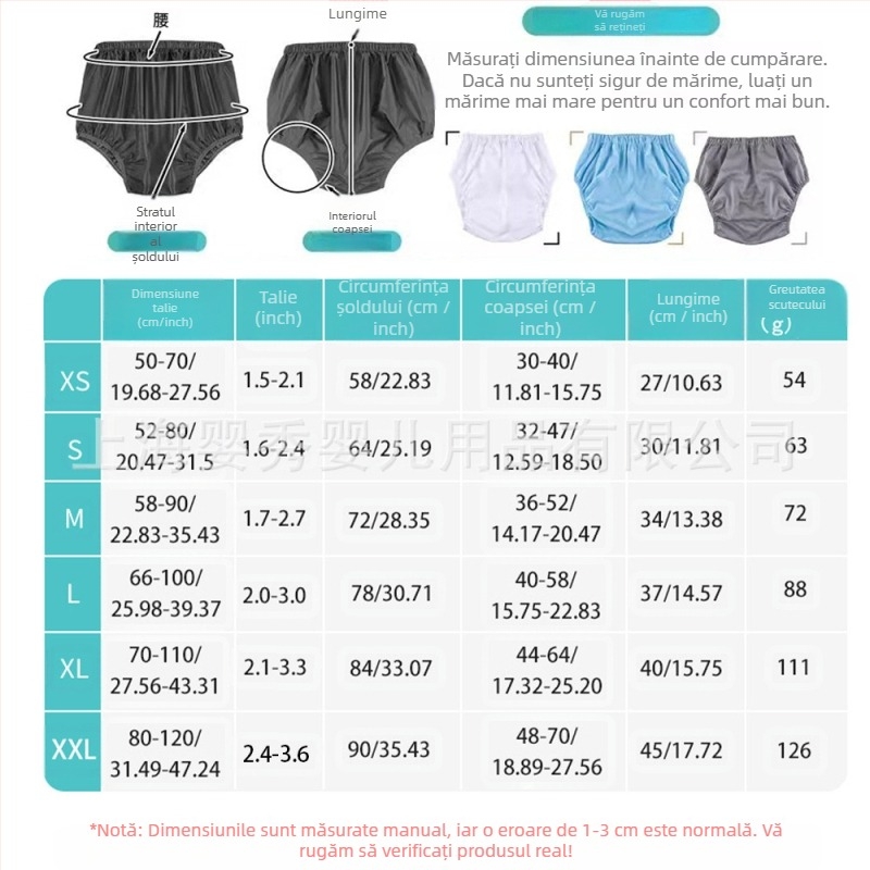 Pantaloni de scutire pentru adulți, reutilizabili, silențioși, impermeabili, TPU material, nivel de securitate B, potriviți pentru adulți