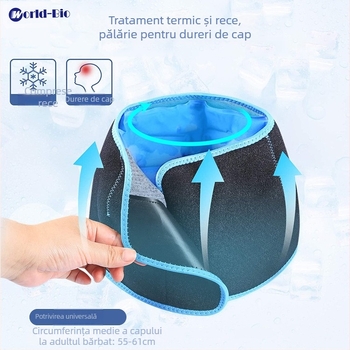 Mască de gheață pentru cap cu gel, răcire și fizioterapie | Material din nylon, umplutură gel, 860 g