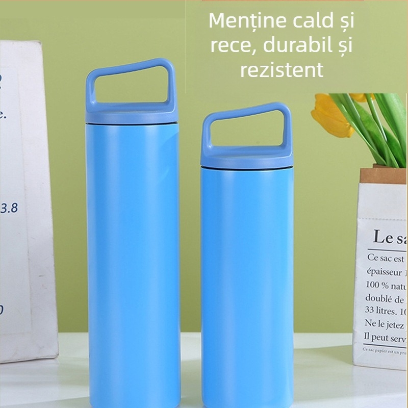 Cană termos, design drept, interior din oțel inoxidabil 304, exterior din oțel inoxidabil 201, izolație 12–24 ore, portabil