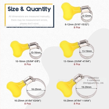 Colier pentru furtun din oțel inoxidabil 201, cu mâner – diametru nominal 8–29 mm, diametru de prindere 4–10 mm, pentru fixarea conductelor, Galaxy Valley