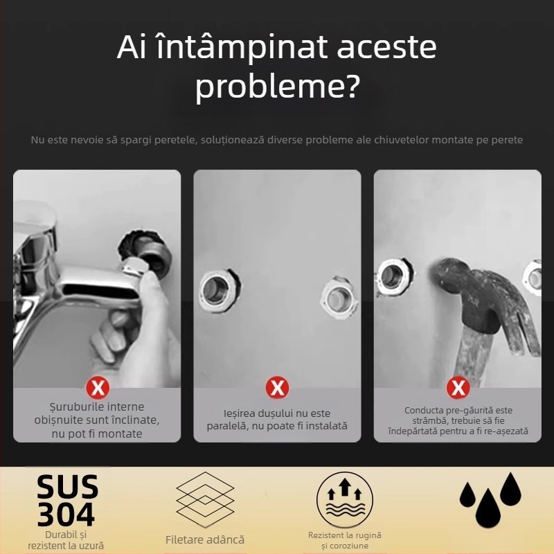 Cap de duș universal cu curbă din oțel inoxidabil 304, stil modern simplu, marca Win the domineering