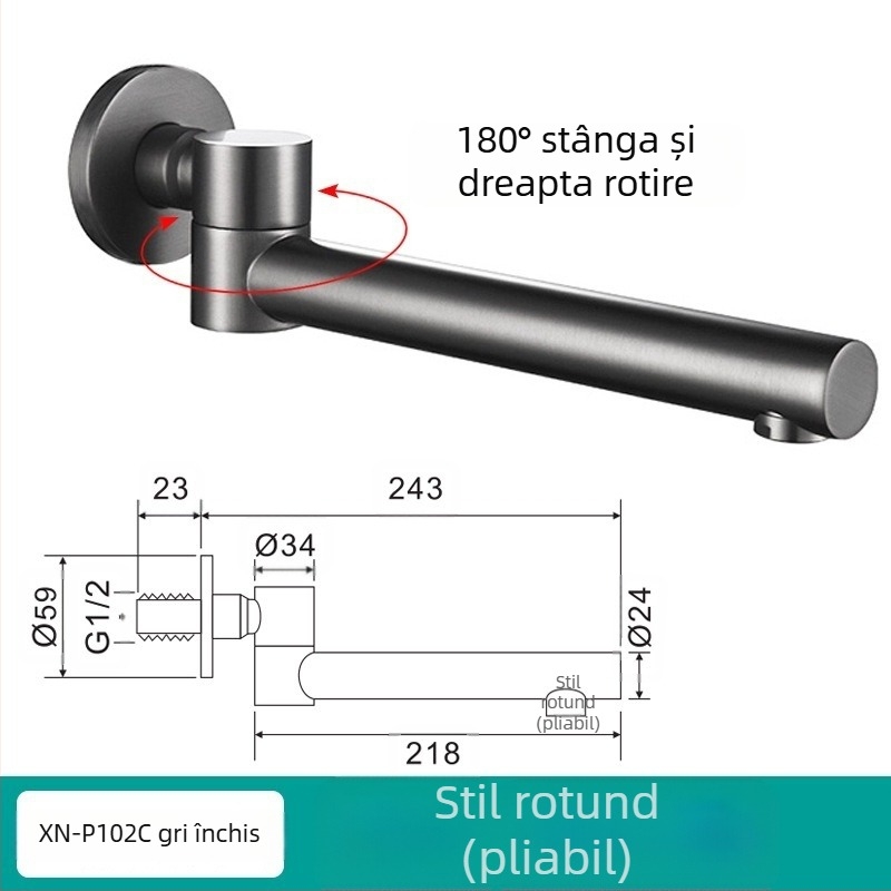 Robinet din cupru ascuns pentru duș și chiuvetă, conexiune filetată, 6 MPa, 1–80°C, stil modern