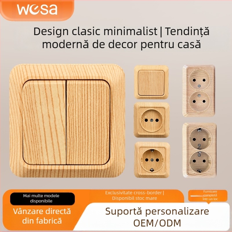 Priză de perete cu întrerupător, standard european, 10A, 100–250V, corp din alamă, CE