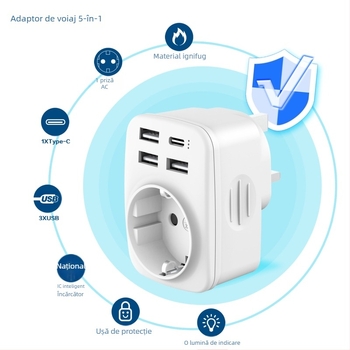 Adaptor UK către EU - CE certificat, 1500W, priză de conversie, -45°C până la 60°C