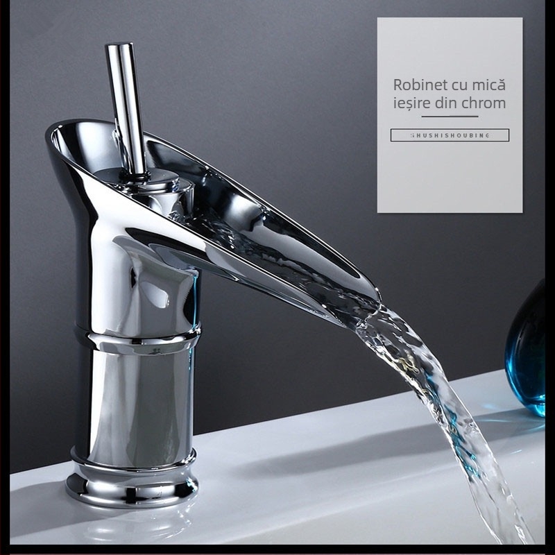 Robinet de chiuvetă din cupru cu disc ceramic, acționare prin ridicare, apă caldă și rece, montaj pe blat, intrare/ieșire M10, finisaj antic