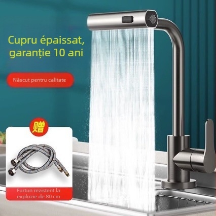 Limu LM1 robinet bucătărie, amestec din cupru cu disc ceramic, duză rotativă, finisaj electropatat, stil lux ușor