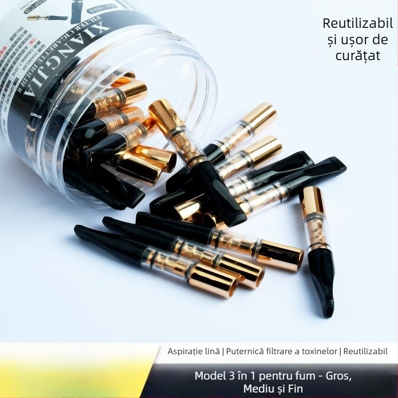 Xiangjia 169S Suport plastic pentru țigări – trei moduri de utilizare (gros, mediu, fin) pentru umplere și curățare, reutilizabil, brand Xiangjia, cod produs 169S, cantitate în cutie 100×200